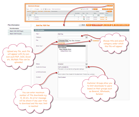 Magento Product Attachments: Attach Files In Product Page